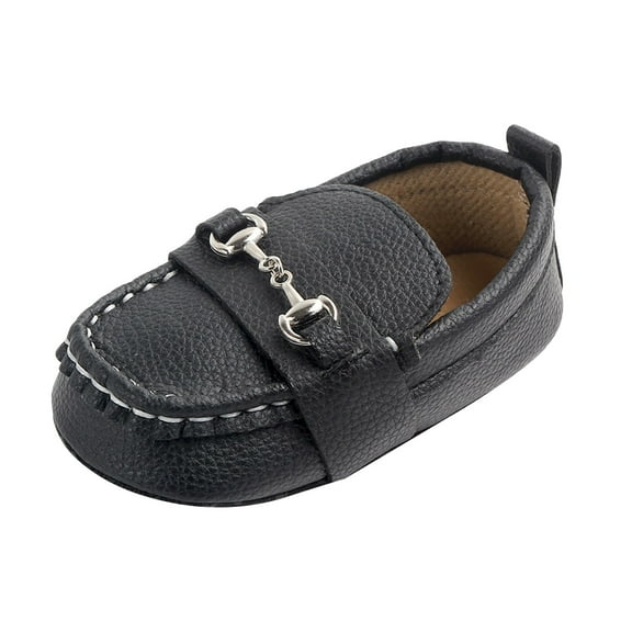mgoYE Boys' Oxfords Baby Toddler Boys Girls Loafers Leather First Walking Dress Shoes|Black 6
