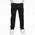 thumbnail image 1 of mgoYE Boys Pants Stretch Elastic Waist School Kids Twill Joggers(Black,9-10 Years), 1 of 6