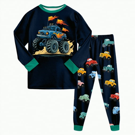 mgoYE Boys Planet Pajamas Sets Cotton Pjs Toddler 2 Piece Long Sleeve Sleepwear Kids Clothes Sets Dinosaur Shirts|Green 2-3 Years