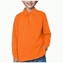 mgoYE Boys School Shirts Boys Long Sleeve Polo Shirt , School Uniform, Golf, Casual Wear|Orange 11-12 Years