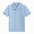 thumbnail image 1 of mgoYE Boys School Shirts Boys' School Uniform Short Sleeve Polo Shirt, Button Closure(Light Blue,6-7 Years), 1 of 7
