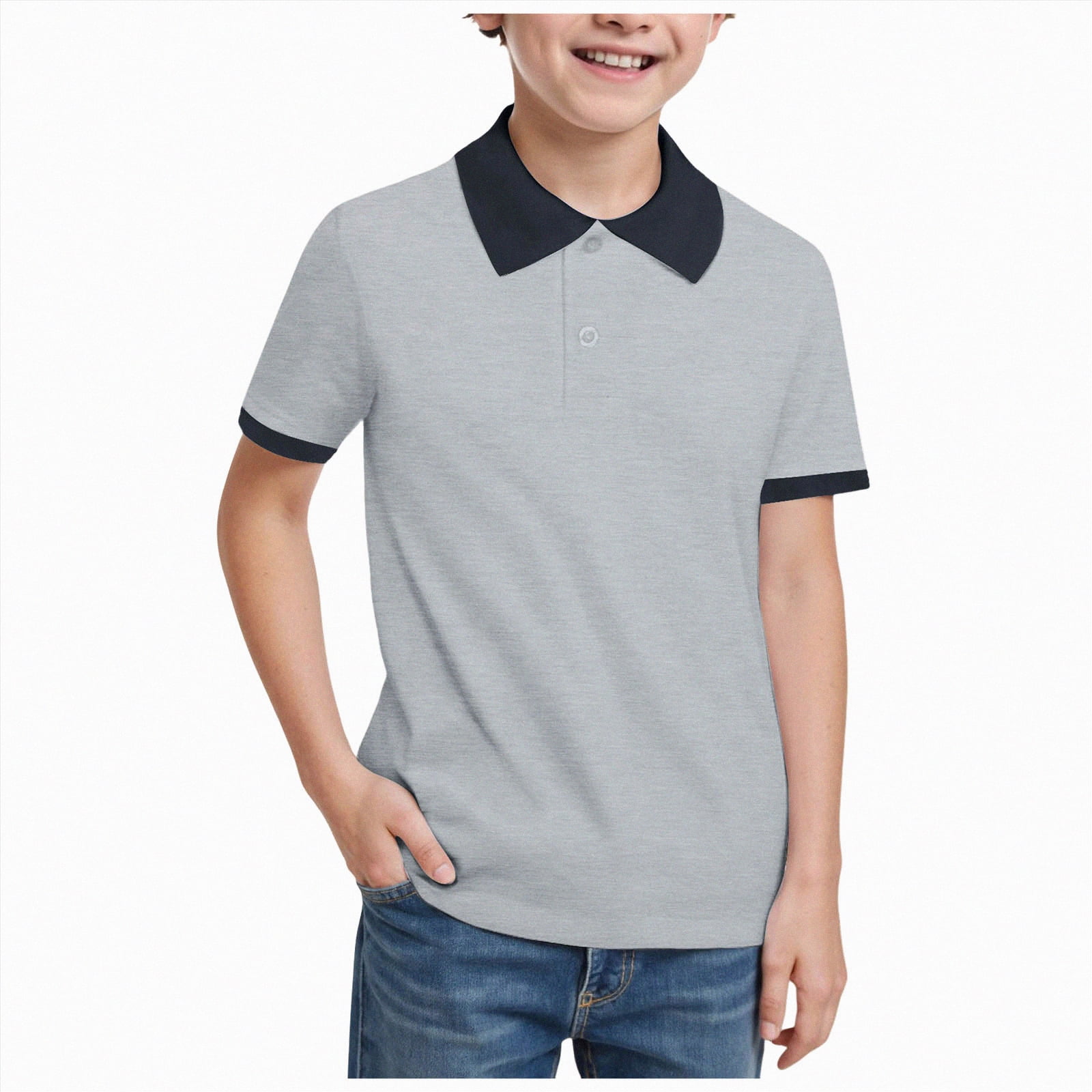 mgoYE Boys School Shirts Polo School Uniform Shirt with Short Sleeves ...