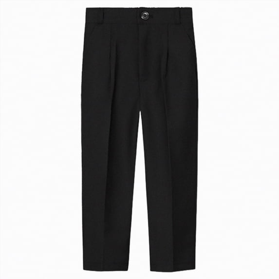 mgoYE Boys School Uniform Pants Elastic Back Waistband Dress Performance Pants Straight Leg Fit for Kids 18M-14 Years(Black,7-8 Years)