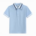thumbnail image 1 of mgoYE Boys Short Sleeve Polo Shirt, Mock Neck Button-Down T-Shirt for 3-16Y, Summer Casual Cotton Tee for Daily Wear(Blue,9-10 Years), 1 of 7