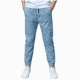 thumbnail image 1 of mgoYE Boys Uniform Pants Elastic Waist Drawstring Summer Casual Joggers Teen Youth Kids Back to School Clothes(Dark Blue,6-7 Years), 1 of 8