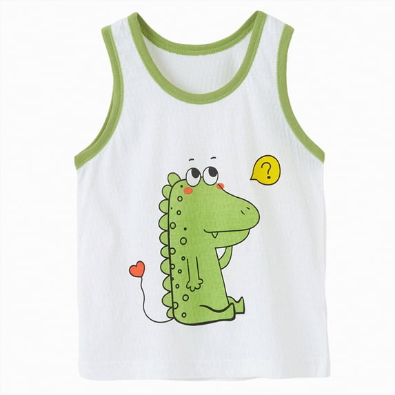 mgoYE Boys Vest Kids Tank Tops Cotton Shirt Sleeveless Soft Breathable Toddler Children Undershirts|Light Green 2-3 Years