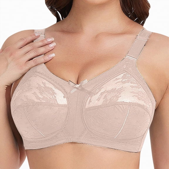 mgoYE Bras for Older Women Front Closure Push up Bra No Underwire Bra with Snaps Breathable Cotton Bras(Beige,44)