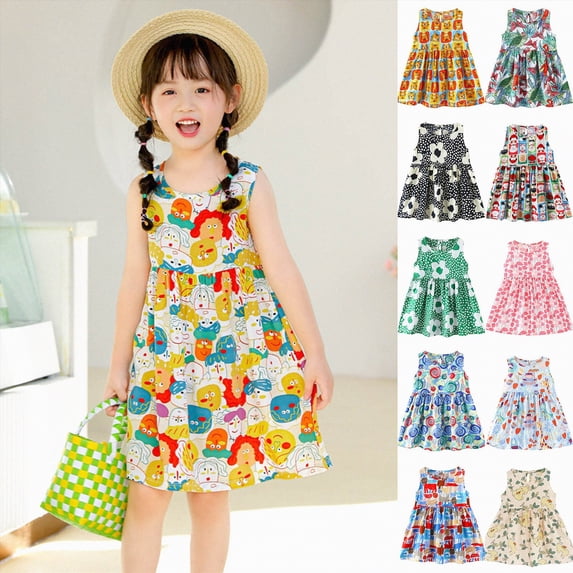 mgoYE Casual Toddler Girl Dress Toddler Girls Short Sleeve Fashion Dress(Light Green,18-24 Months)