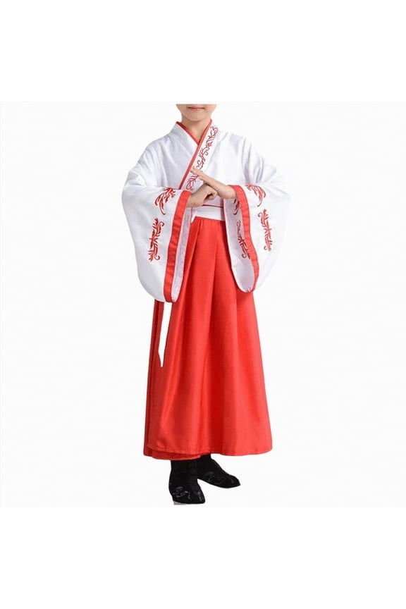 Chinese Traditional Hanfu Dress Suit for Boys Han Dynasty Ancient Party Dress Culture Clothing|Red 2-3 Years