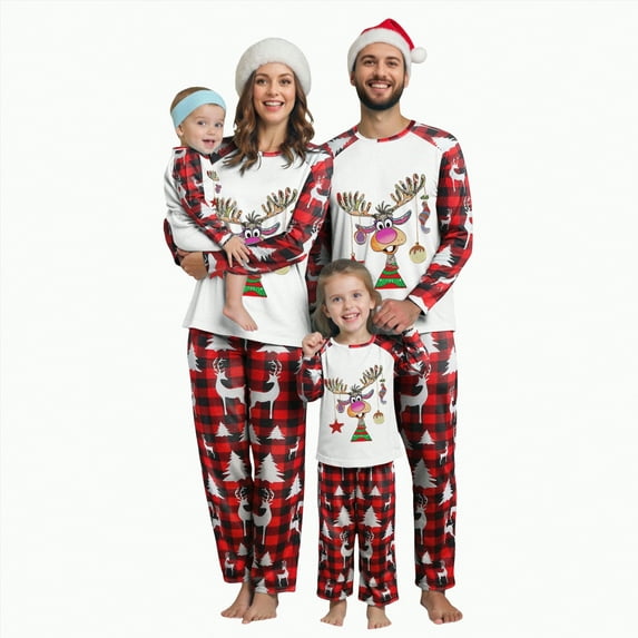 mgoYE Christmas Family Matching Pajamas, Festive Xmas Sets for the Whole Family, Holiday Pjs Christmas(Red,5-6 Years)