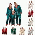 thumbnail image 1 of mgoYE Christmas Family Matching Pajamas Long Sleeve Button Pj Set Festival Party Sleepwear(Beige,S), 1 of 6