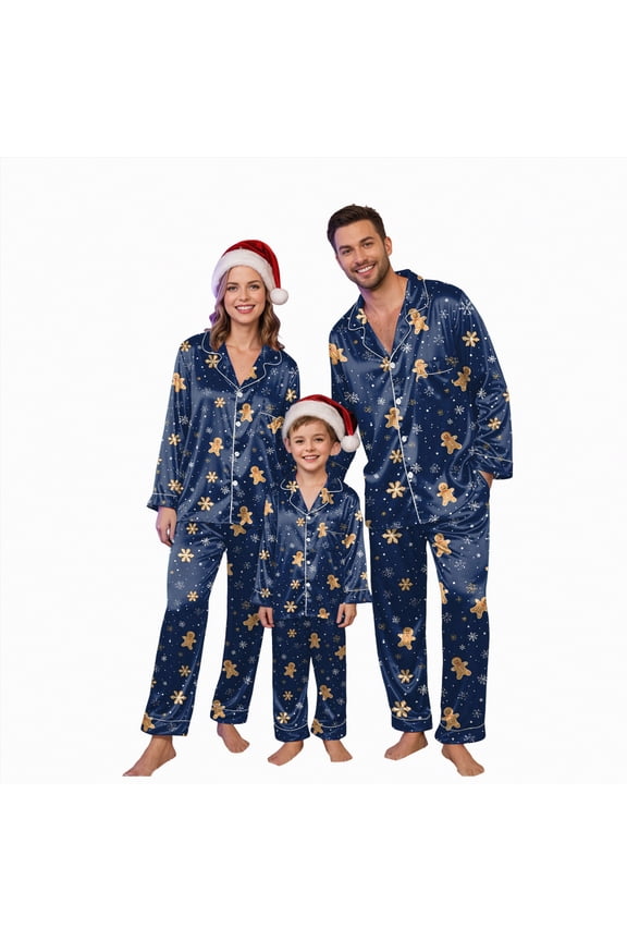 Christmas Family Matching Pajamas Long Sleeve Button Pj Set Festival Party Sleepwear
