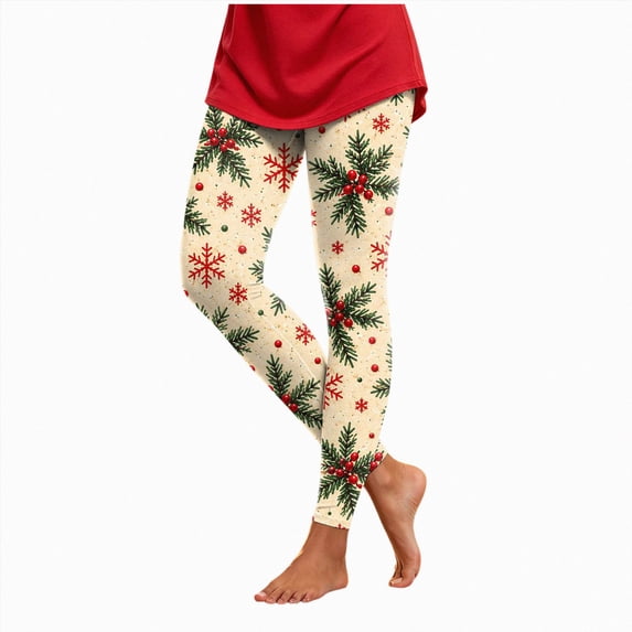 mgoYE Christmas Legging for Women Tummy Control Funny Printed Stretchy Yoga Tights Pants M
