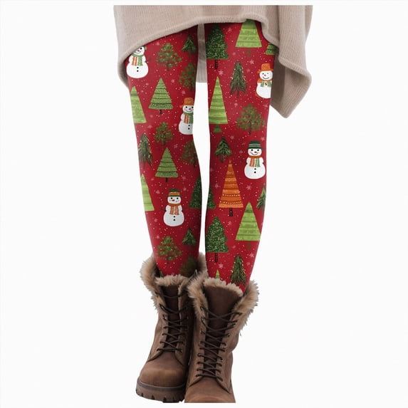mgoYE Christmas Leggings for Women Workout High Waisted Stretchy Soft Holiday Patterned Tights Workout Yoga Pants Women's Leggings L