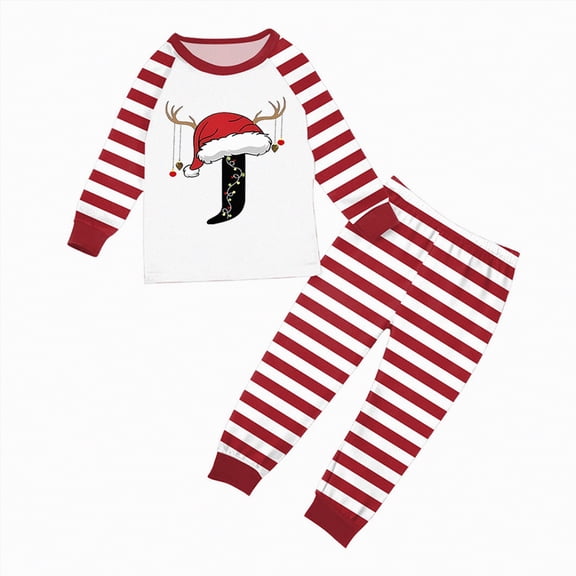 mgoYE Christmas Pajamas Family Winter Christmas Pajamas for Family Matching Sets 2025 Initials Letters Print Xmas Pj Sets Family Holiday Soft Lougewear