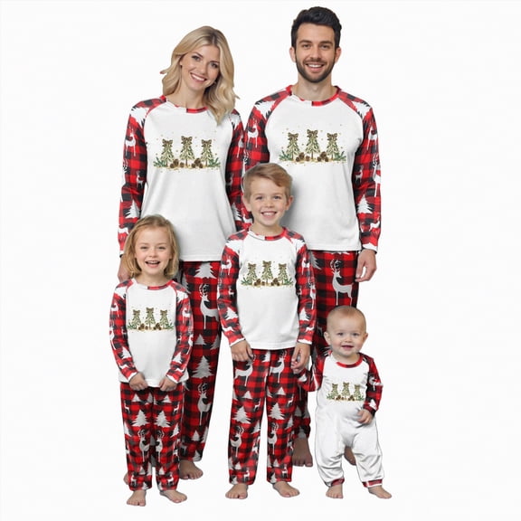 mgoYE Christmas Pajamas for Family, Xmas Pajamas Family Christmas Pjs Matching Sets Holiday Nightwear(Red,2-3 Years)