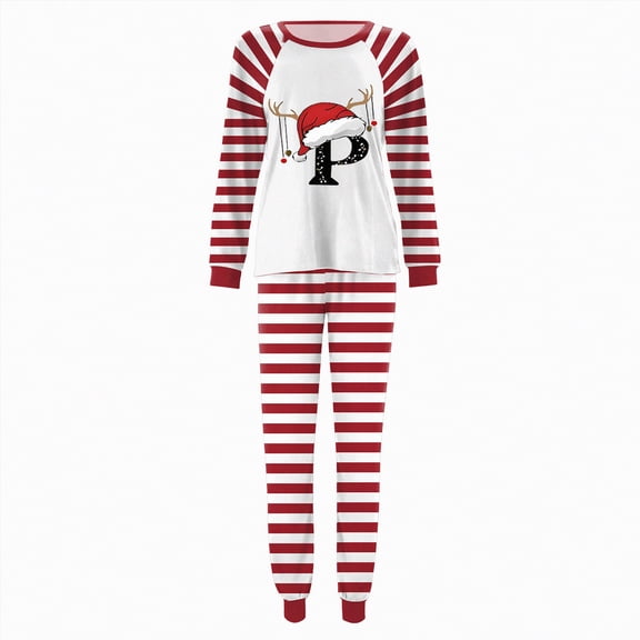 mgoYE Christmas Pjs Family Set Winter Christmas Pajamas for Family Matching Sets 2025 Initials Letters Print Xmas Pj Sets Family Holiday Soft Lougewear