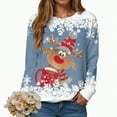 thumbnail image 1 of mgoYE Christmas Shirt Women Long Sleeve Crewneck Casual Dressy Tops Funny Graphic Christmas Costumes Fall Fashion Outfits(Sky Blue,S), 1 of 6