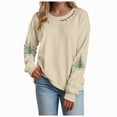 thumbnail image 1 of mgoYE Christmas Sweatshirt Women Christmas Light Sweatshirts Merry and Bright Xmas Long Sleeve Shirts Crewneck Pullover Tops(Beige,M), 1 of 5