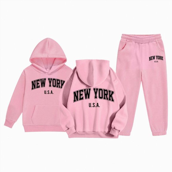 mgoYE Clothes for Girls Girls Clothes 2 Piece Clothing Sets Tops Hoodie Long Sleeve Sweatshirts and Pants Fall Winter Outfits for Girls(Pink,3-4 Years)