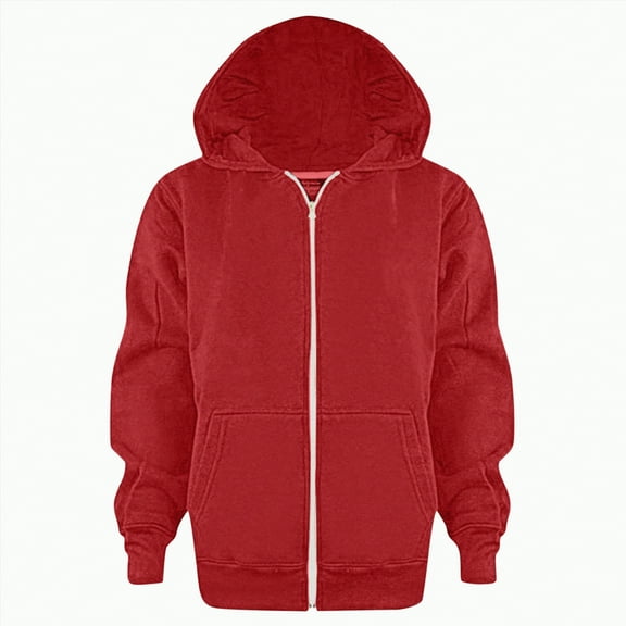 mgoYE Comfort Colors Hoodie Zip Hoodie Sleeve Girls Color Top Kids Long Up Boys Jackets Solid Sweatshirt Boys Coat&jacket Ski Boys Jacket|Red 4-5 Years