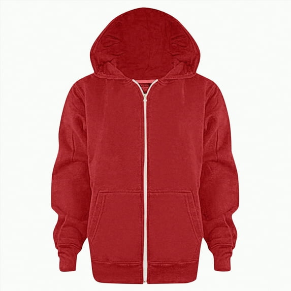 mgoYE Comfort Colors Hoodie Zip Hoodie Sleeve Girls Color Top Kids Long Up Boys Jackets Solid Sweatshirt Boys Zip up Hoodie Ski Boys Jacket|Red 5-6 Years