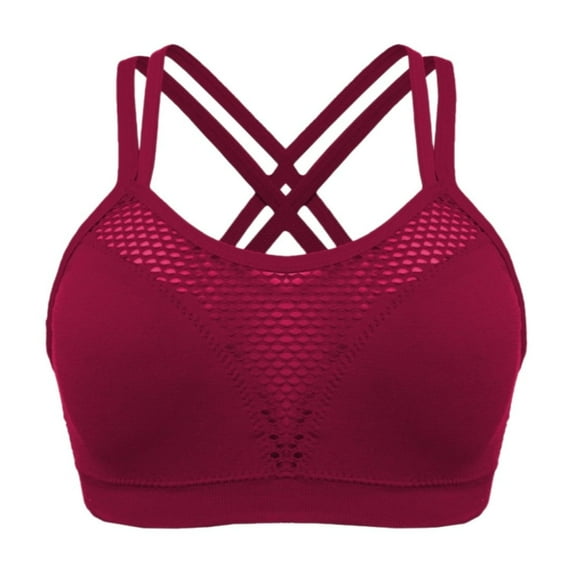 mgoYE Cotton Bras for Women Women's Cross Back Sports Bra Padded Strappy Medium Support Yoga Bra for Workout Fitness(,S)