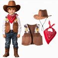 thumbnail image 1 of mgoYE Cowboy Outfit for Boys Toddler Western Outfit with Vest,Hat and Bandanna Set, 1 of 7