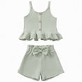 thumbnail image 1 of mgoYE Cute Baby Girl Clothes Toddler Girls Summer Clothes Infant Sleeveless Tank Top Shirt Shorts Set Kids Striped Ruffles Outfits(Light Green,18-24 Months), 1 of 6