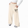 thumbnail image 1 of mgoYE Cute Sweatpants for Teen Girls Bowknot Baggy Sweat Pants Elastic High Waist Wide Leg Lounge Athletic Pants(Beige,5-6 Years), 1 of 4