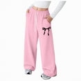 thumbnail image 1 of mgoYE Cute Sweatpants for Teen Girls Bowknot Baggy Sweat Pants Elastic High Waist Wide Leg Lounge Athletic Pants(Pink,5-6 Years), 1 of 4