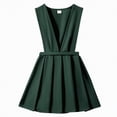 thumbnail image 1 of mgoYE Dress for Teens 12-14 Girls' School Uniform V-Neck Jumper Dress Pleated Pull-on Scooter Skirt Stretchy Cotton Flared Overall Dress(Dark Green,7-8 Years), 1 of 9