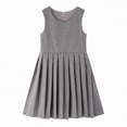 thumbnail image 1 of mgoYE Dress for Kids 10-12 Girls School Uniform Jumper Dress Solid Soft Sleeveless Crew Neck A-Line Pleated Dress(Grey,12-14 Years), 1 of 9
