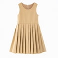 thumbnail image 1 of mgoYE Dress for Kids 10-12 Girls School Uniform Jumper Dress Solid Soft Sleeveless Crew Neck A-Line Pleated Dress(Khaki,7-8 Years), 1 of 9
