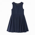 thumbnail image 1 of mgoYE Dress for Kids 10-12 Girls School Uniform Jumper Dress Solid Soft Sleeveless Crew Neck A-Line Pleated Dress(Navy,3-4 Years), 1 of 9