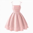 thumbnail image 1 of mgoYE Dresses Girls Girl's Flowy Cami Dress Ruched Sleeveless Pink Layered Ruffle Short Smocked Summer Dresses(Pink,8-9 Years), 1 of 7
