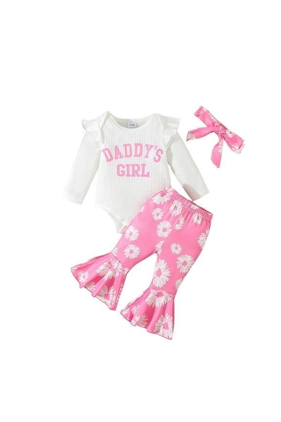 Fall Baby Girl Clothes Girl Cow Print Long Pant Set Clothes|White 3-6 Months