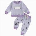 thumbnail image 1 of mgoYE Fall Winter Toddler Baby Girl Halloween Clothes Cute Print Ruffle Shirt Top Pants Set 2 Piece Newborn Infant Girl Outfit|Purple,12-18 Months, 1 of 8