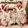 thumbnail image 1 of mgoYE Family Christmas Pajamas Matching Sets Silk Satin Plus Size Casual Pjs Matching Sets for Family(Beige,5-6 Years), 1 of 8
