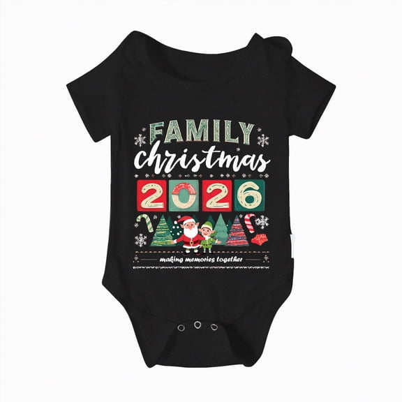 mgoYE Family Christmas T-Shirt Funny Xmas Tree Family Matching Pajamas Baby Short Sleeve T-Shirt(Black,12-18 Months)