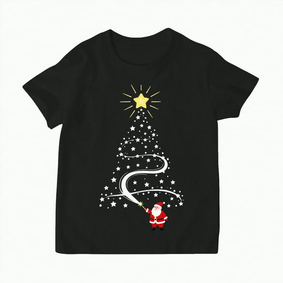mgoYE Family Christmas T-Shirt Funny Xmas Tree Family Matching Pajamas Baby Short Sleeve T-Shirt(Black,2-3 Years)