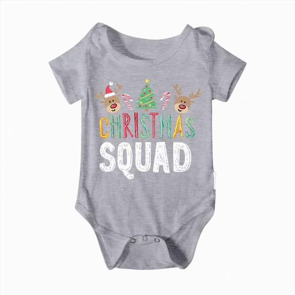 mgoYE Family Christmas T-Shirt Funny Xmas Tree Family Matching Pajamas Baby Short Sleeve T-Shirt(Grey,9-12 Months)