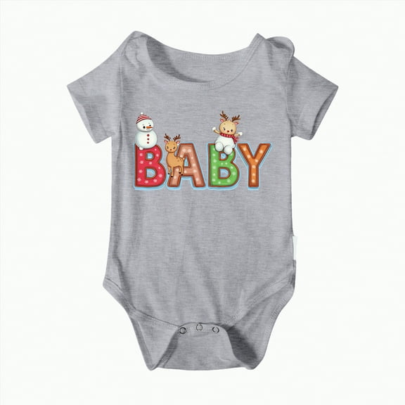 mgoYE Family Christmas T-Shirt Funny Xmas Tree Family Matching Pajamas Baby Short Sleeve T-Shirt(Grey,9-12 Months)