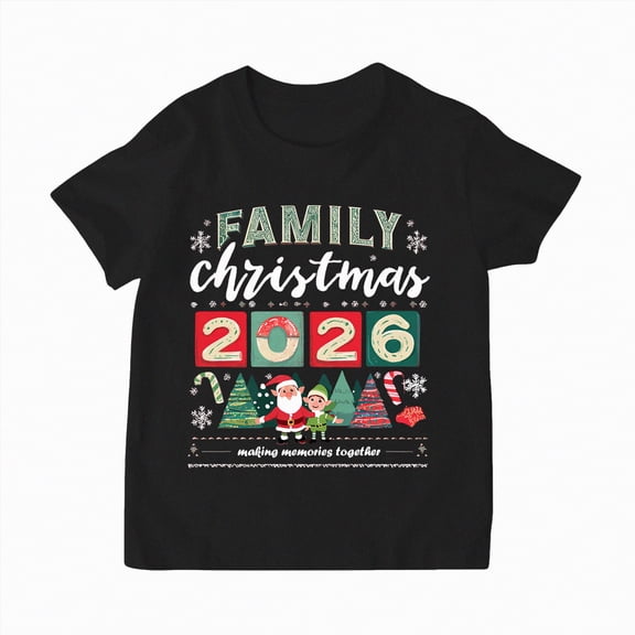 mgoYE Family Christmas T-Shirt Funny Xmas Tree Family Matching Pajamas Girls Short Sleeve T-Shirt(Black,5-6 Years)
