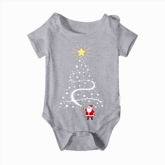 mgoYE Family Christmas T-Shirt Funny Xmas Tree Family Matching Pajamas Girls Short Sleeve T-Shirt(Grey,3-6 Months)