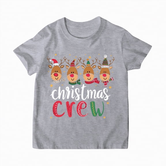 mgoYE Family Christmas T-Shirt Funny Xmas Tree Family Matching Pajamas Girls Short Sleeve T-Shirt(Grey,5-6 Years)