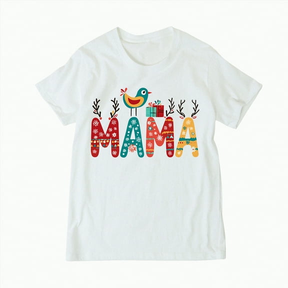 mgoYE Family Christmas T-Shirt Funny Xmas Tree Family Matching Pajamas Girls Short Sleeve T-Shirt(White,3XL)