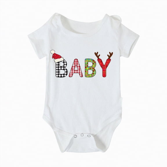 mgoYE Family Christmas T-Shirt Funny Xmas Tree Family Matching Pajamas Girls Short Sleeve T-Shirt(White,9-12 Months)