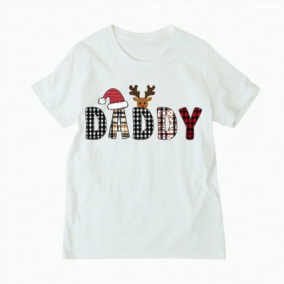 mgoYE Family Christmas T-Shirt Funny Xmas Tree Family Matching Pajamas Girls Short Sleeve T-Shirt(White,L)