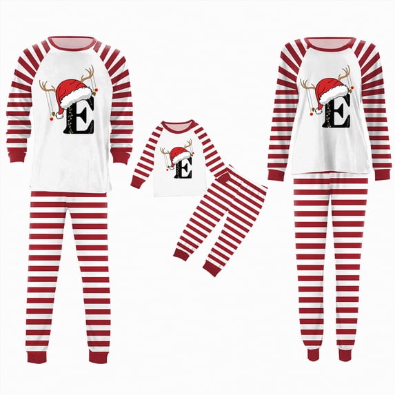 mgoYE Family Matching Christmas Pjs Winter Christmas Pajamas for Family 2025 Matching Sets A-Z Letter Alphabet Holiday Xmas Pjs Sleepwear Sets Christmas Jammies